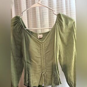 Green Ruched Women's Top